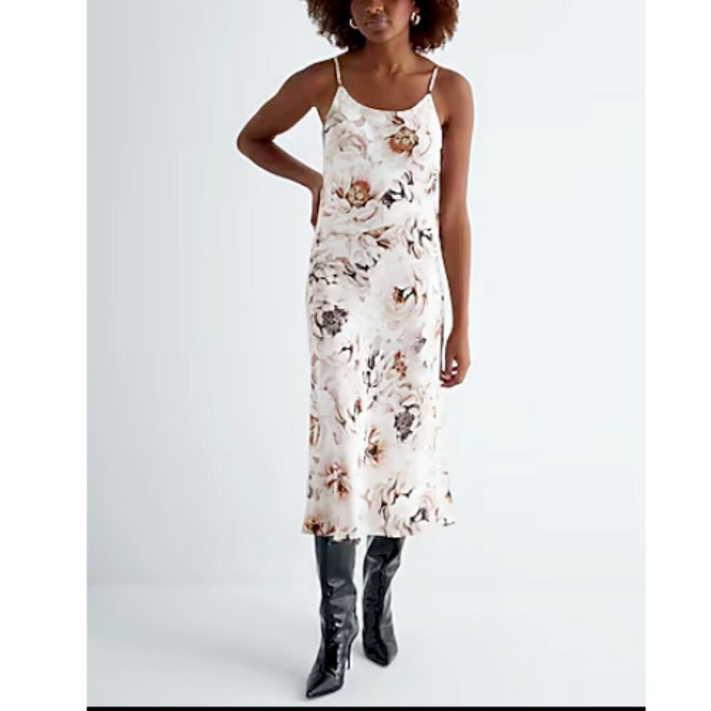 EXPRESS Floral Midi Dress, Lined, M, NWT